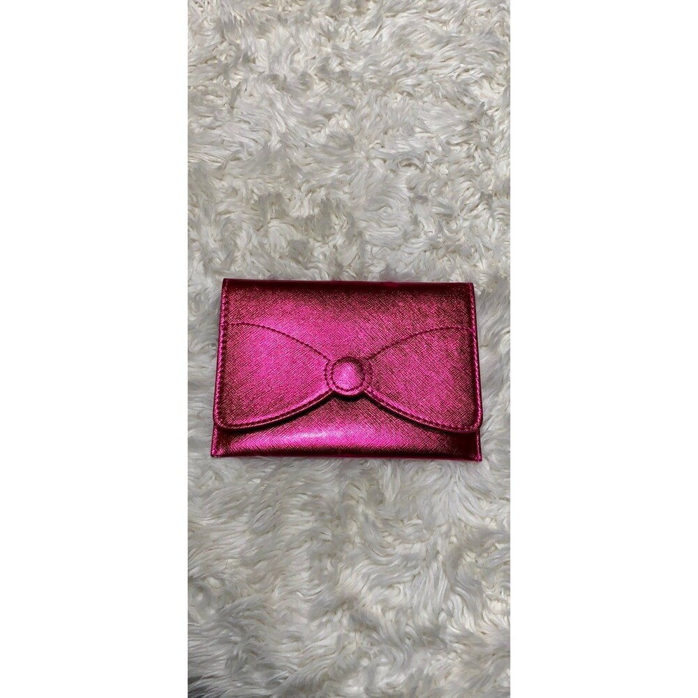 Metallic Pink Bow Pouch